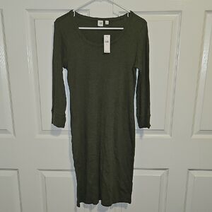 GAP Olive Long Sleeve Dress